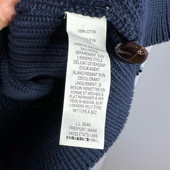L.L. Bean Men's Shawl Collar HeavyKnit Cotton  Sweater Casual Blue Large - Picture 7 of 7